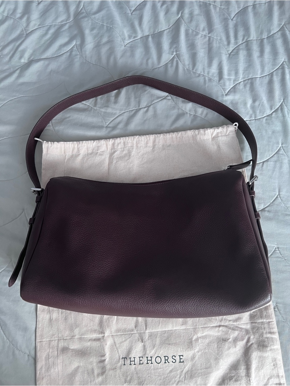 The Horse Plum Leather Shoulder Bag with Silver Hardware - Picture 5 of 12